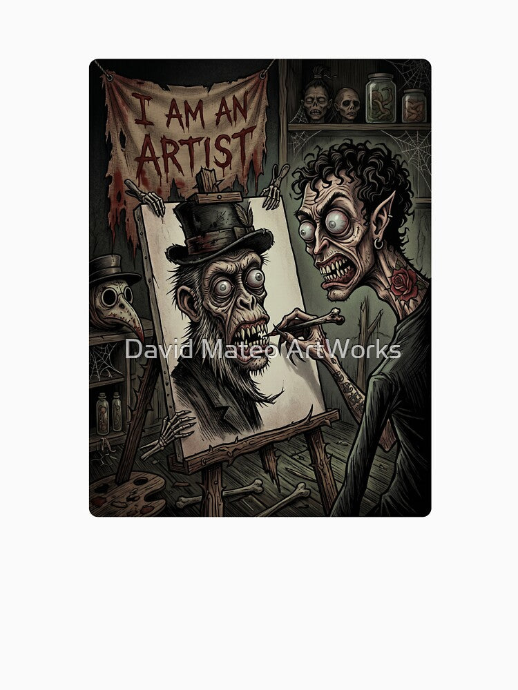 I Am An Artist — Creepy Zombie Artist Horror Cartoon by David Mateo ArtWorks