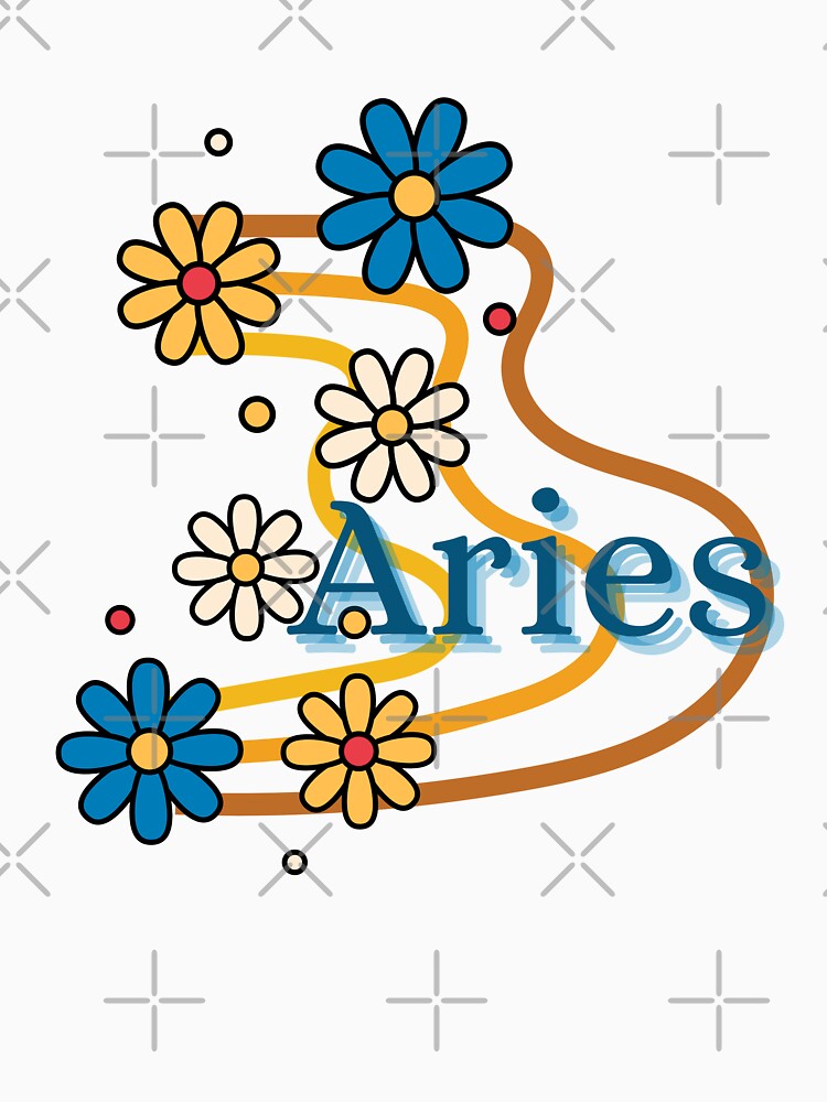 Aries Zodiac Sign Retro, Aries Aesthetic Flower Design by WittyWomenByCat T-Shirts, Hoodie, Sweatshirt (Image 3)