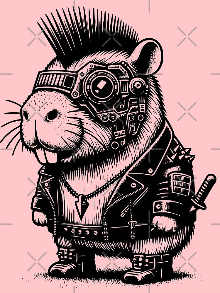 Whimsigoth Cyberpunk Cyborg Capybara Vintage-Inspired Art Design by dreamsagellc T-Shirts, Hoodie, Sweatshirt (Image 3)