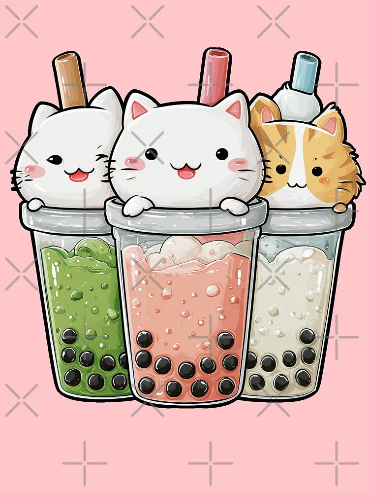 Cute Boba Cat Bubble Tea Shirt Design by ArgentoArt Hoodie, Sweatshirt | BlankRebels.com (Image 3)