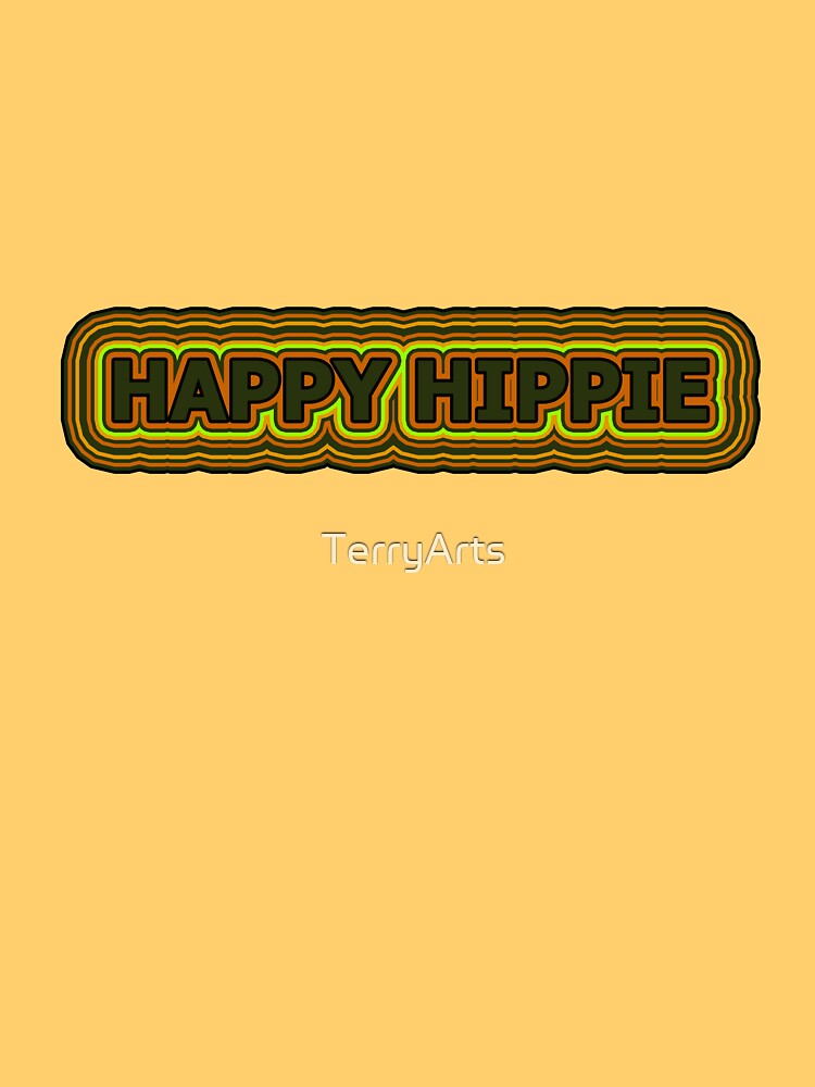Happy Hippie Words Earthy Tones Hippie Vibes Retro Lines 4 of 4 by Beachy T-Shirts, Hoodie, Sweatshirt (Image 3)