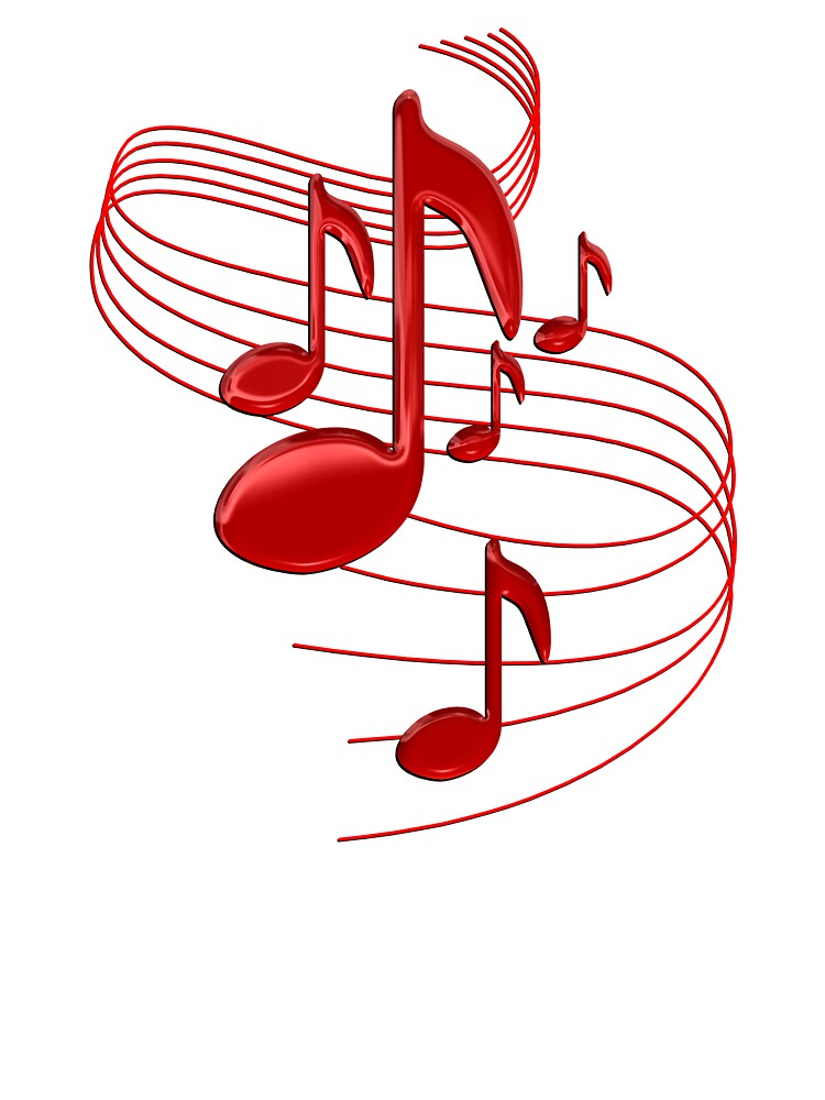 Red Flowing Music Notes by CoolDoodles T-Shirts, Hoodie, Sweatshirt | BlankRebels.com (Image 3)