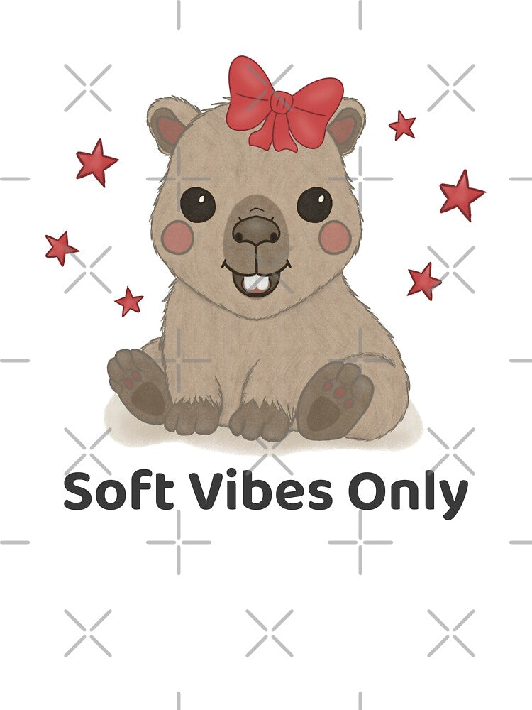 Soft Vibes Only Capybara Bow Design with Stars by Brightful Creations T-Shirts, Hoodie, Sweatshirt (Image 3)