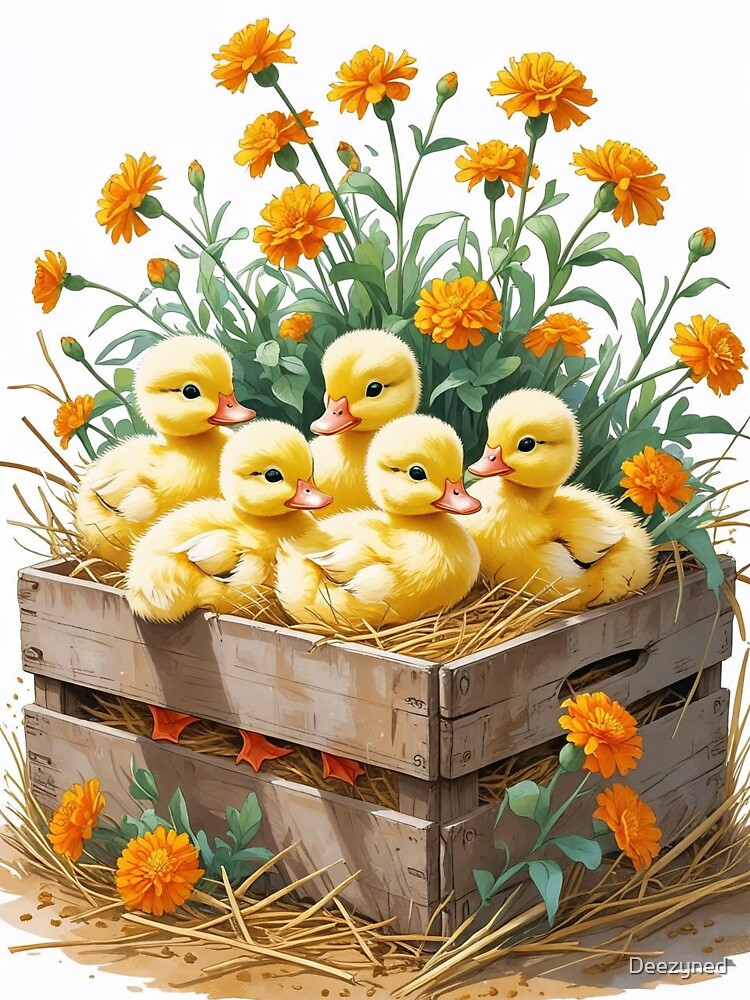 Ducklings & Marigolds – A Barnyard Morning Scene by Deezyned T-Shirts, Hoodie, Sweatshirt | BlankRebels.com (Image 3)