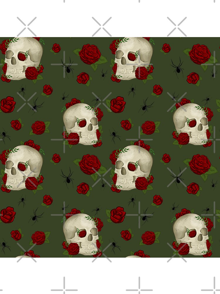 Vintage Dark Academia Skulls, Roses, Spiders with Dark Green Background by serafineaandd T-Shirts, Hoodie,... (Image 3)