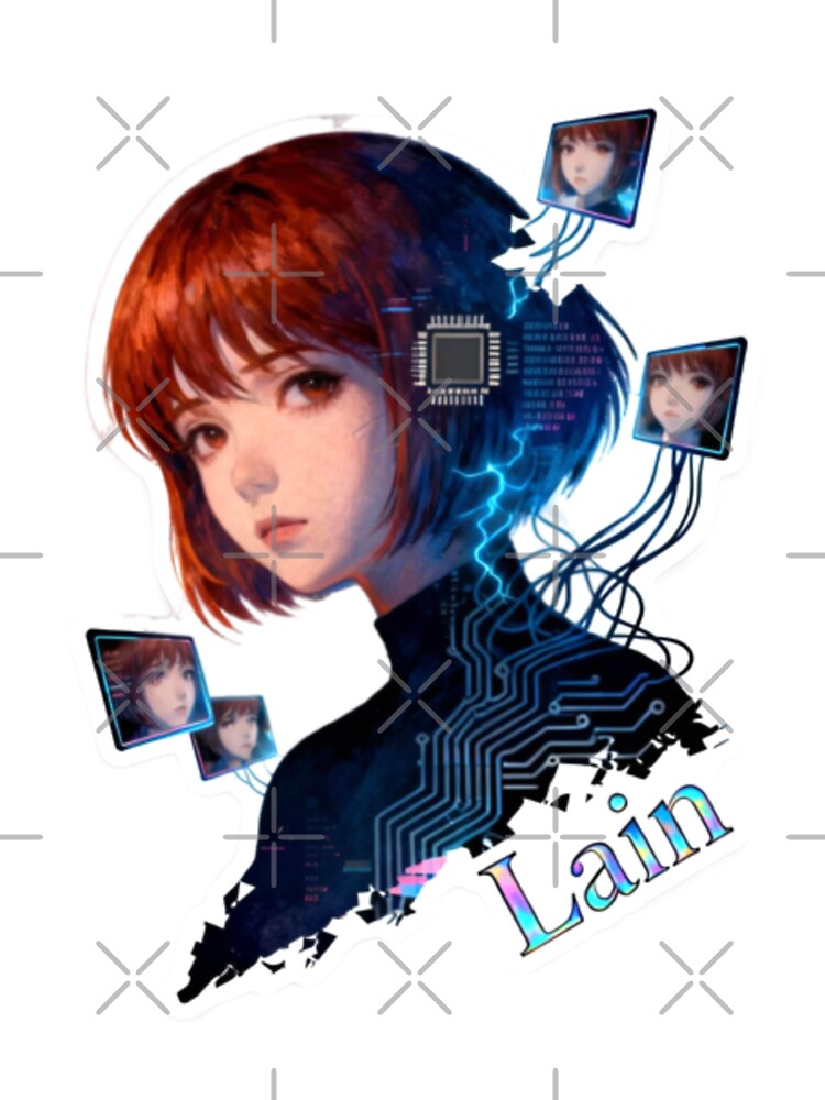 Cute Serial Experiments Lain Cyberpunk Aesthetic | Retro Anime Glitch Design by Gurjeetpixelart T-Shirts,... (Image 3)
