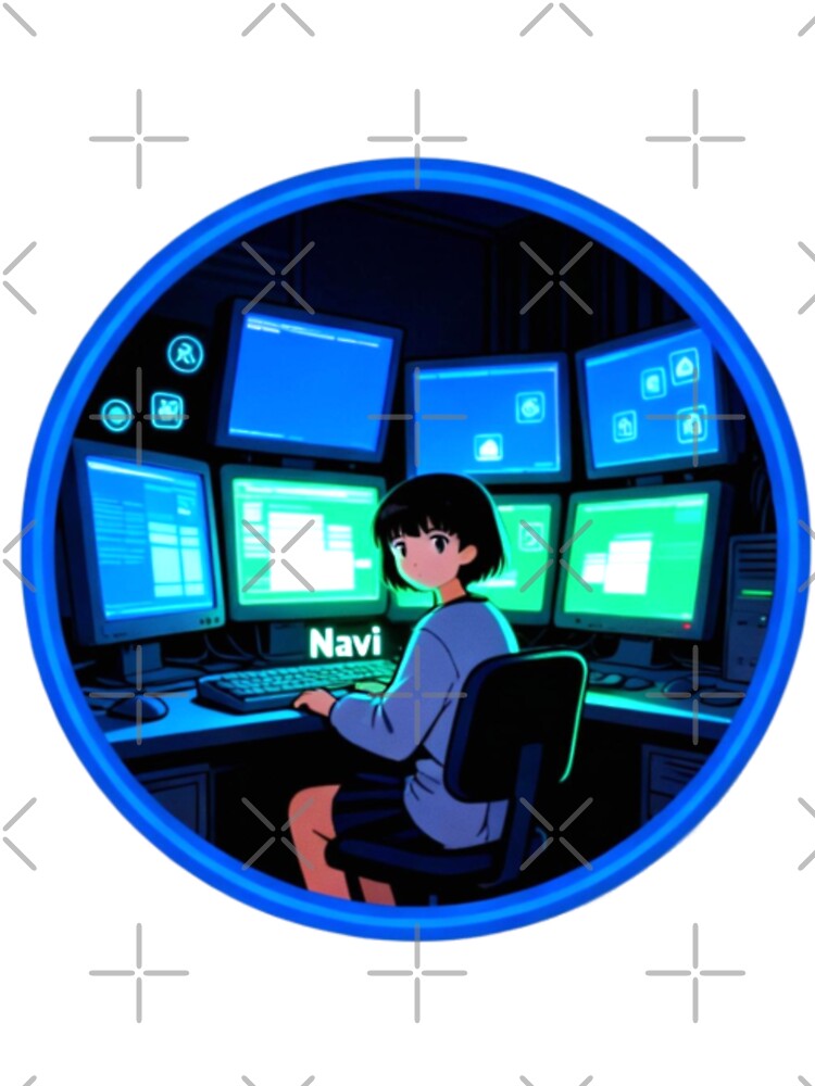 Navi serial Experiments Lain sky Aesthetic | Cute Bear Hoodie Anime Vaporwave Design by Gurjeetpixelart... (Image 3)