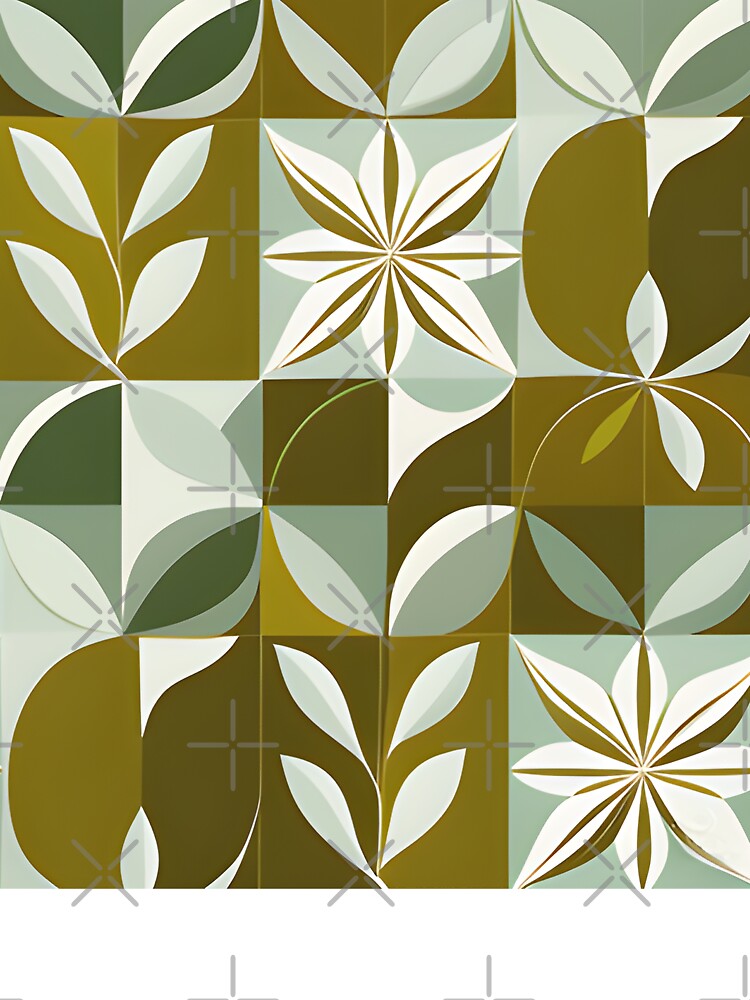 Retro, Mid Mod, Abstract Botanical Olive, Mint by Prints and Lifestyle T-Shirts, Hoodie, Sweatshirt (Image 3)