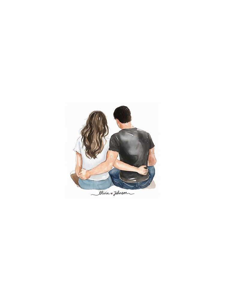 Romantic Couple Sitting Together | Personalized Love Illustration by FarhanMfempire T-Shirts, Hoodie, Sweatshirt (Image 3)