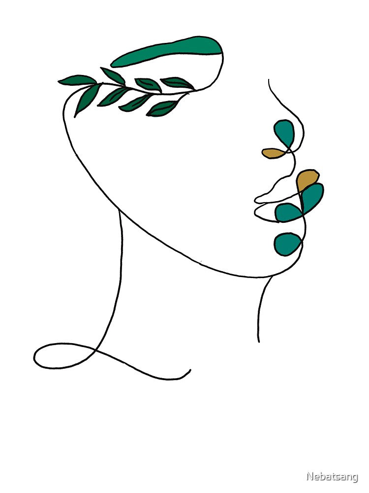 Line Art Drawing - Woman & Leaf by Nebatsang T-Shirts, Hoodie, Sweatshirt | BlankRebels.com (Image 3)