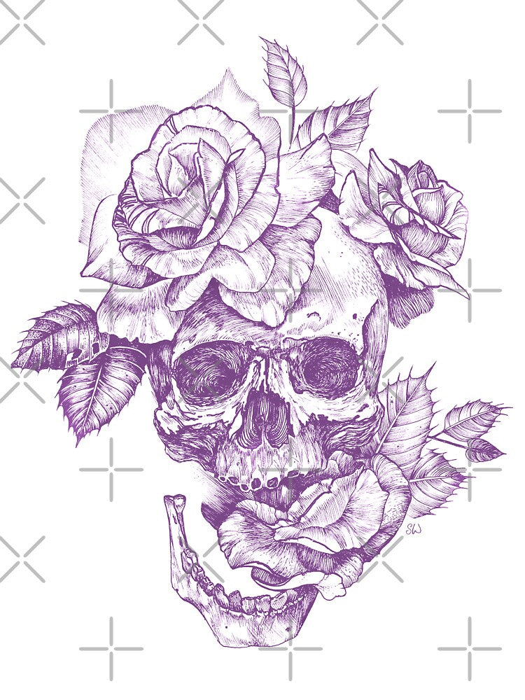 Purple Skull and Roses by saraknid T-Shirts, Hoodie, Sweatshirt | BlankRebels.com (Image 3)