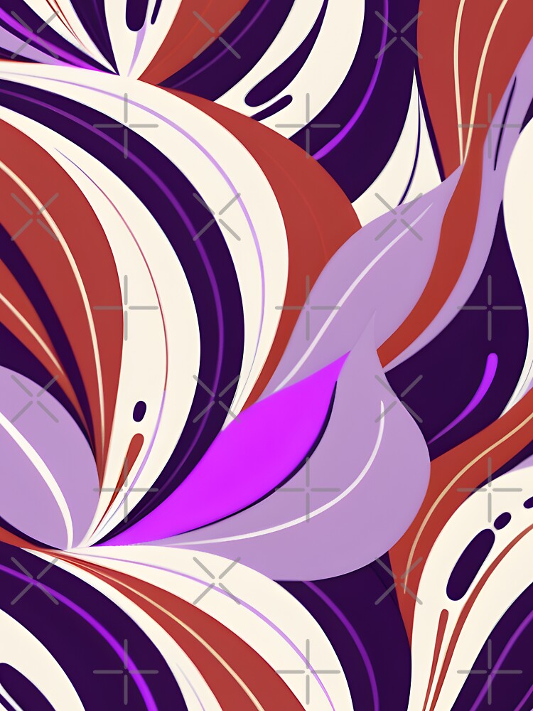 Mid Mod Retro  Abstract Botanical Lilac, Burnt Orange by Prints and Lifestyle T-Shirts, Hoodie, Sweatshirt (Image 3)