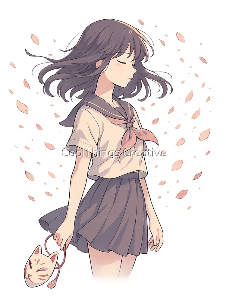 Winds of Memory – Soft Anime Aesthetic Girl Design for Stickers & T-Shirts by CoolThings Creative