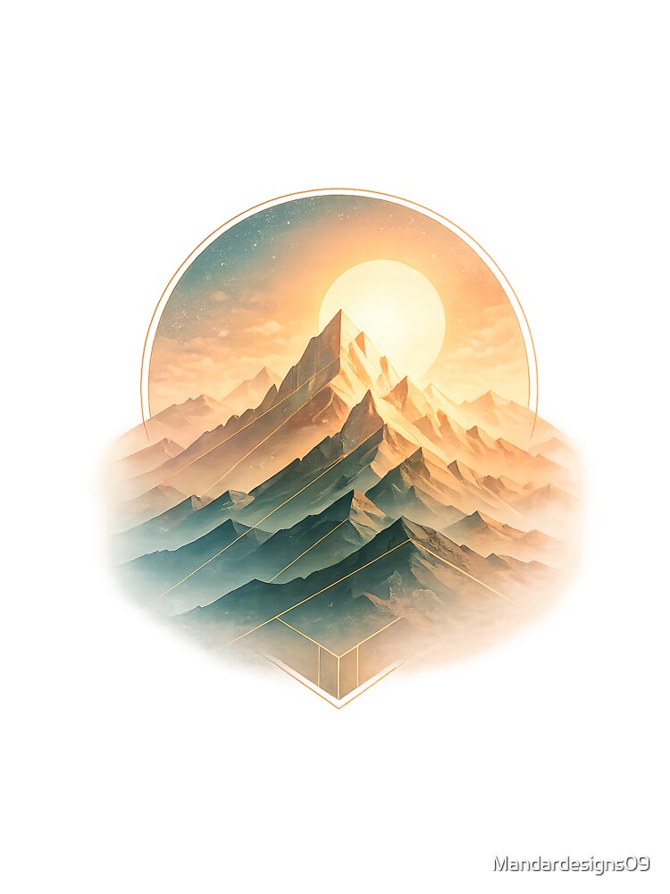 Luxury Mountain Emblem – Minimal Geometric Nature Design for Hoodies & Tees by Mandardesigns09 Sweatshirt (Image 3)