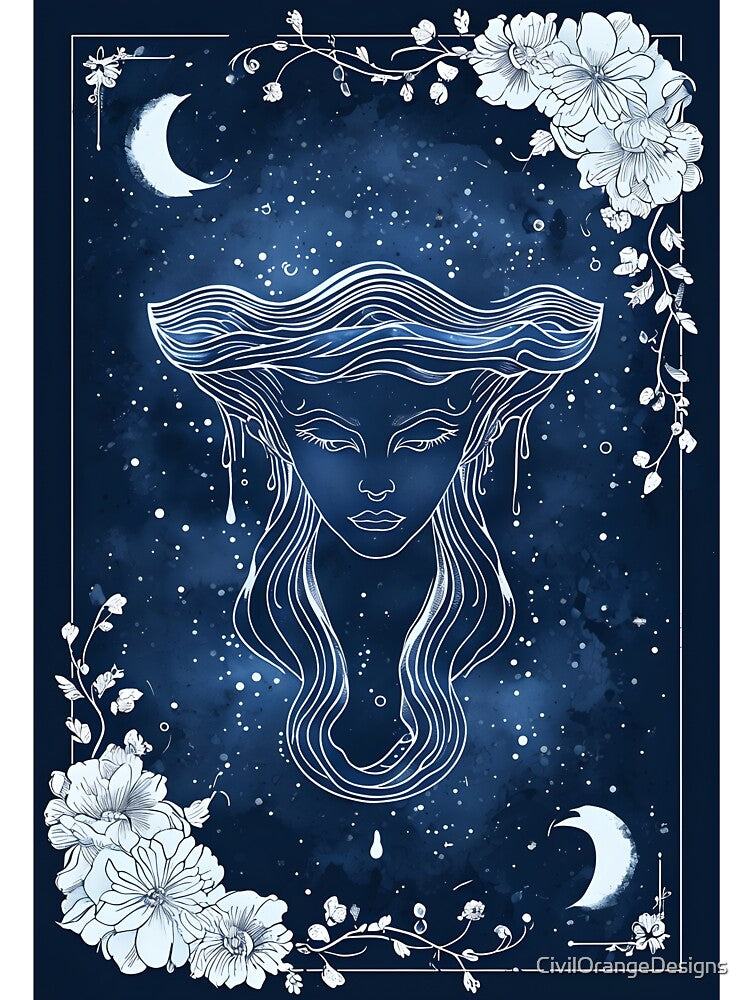 Celestial Goddess with Moon and Floral Line Art by CivilOrangeDesigns T-Shirts, Hoodie, Sweatshirt (Image 3)
