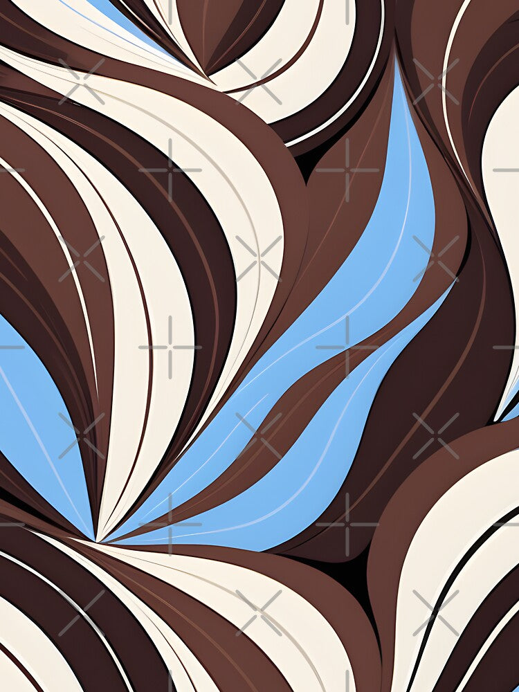 Mid Century Modern Abstract Botanical Chocolate Brown, Sky Blue by Prints and Lifestyle T-Shirts, Hoodie,... (Image 3)