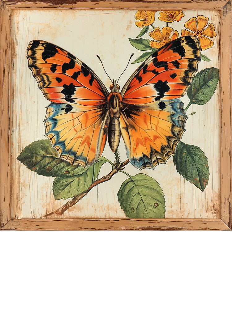 Butterfly Orange Floral Vintage Art Nouveau T-Shirts, Hoodie, Sweatshirt