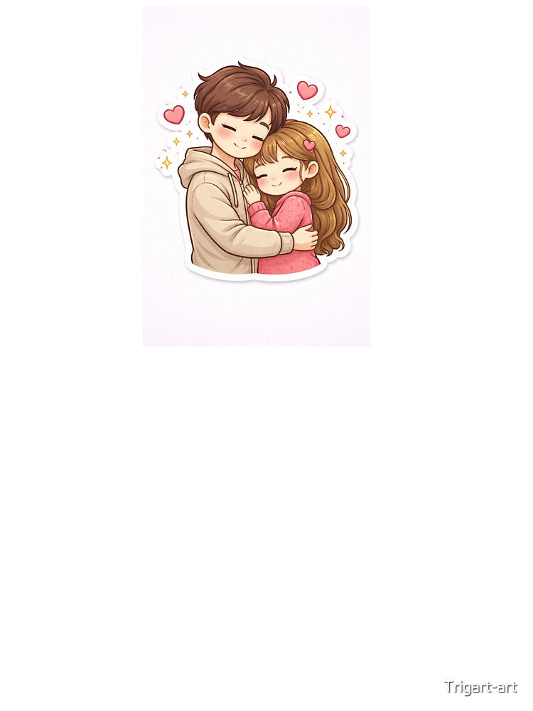 Cute Couple in Love Hug Sticker by Trigart-art T-Shirts, Hoodie, Sweatshirt | BlankRebels.com (Image 3)