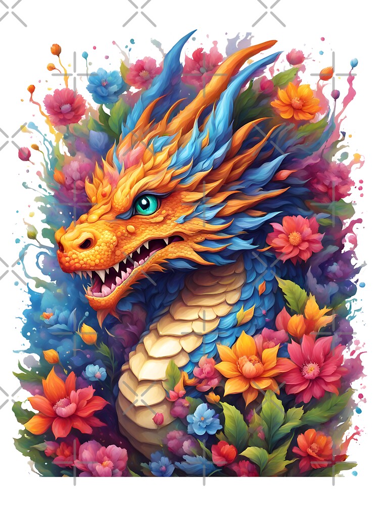 Cute Blue and Orange Flower Dragon by Everything Dragon Shop T-Shirts, Hoodie, Sweatshirt | BlankRebels.com (Image 3)