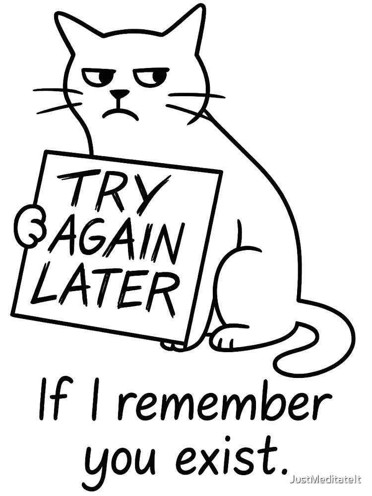 Try again later! If I remember you exist – Funny T-Shirt and Hoodie for Remote Workers – Cozy Aesthetic Design by JustMeditateIt