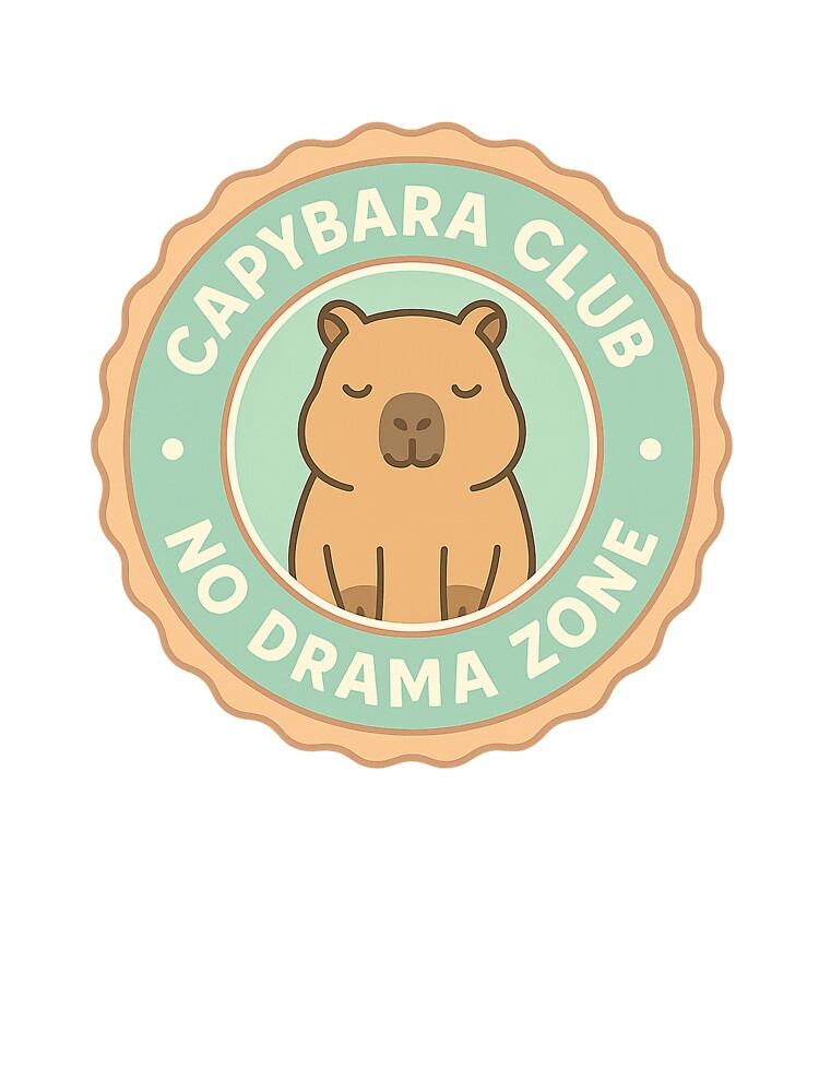 Capybara Club – No Drama Zone | Cute Chill Animal Badge by Softly Studio T-Shirts, Hoodie, Sweatshirt (Image 3)