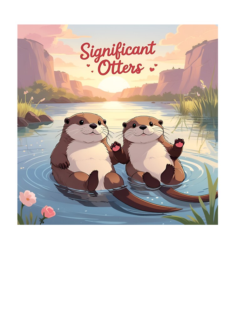 Significant Otters - Otters Holding Hands Canvas Print by khalidhammache T-Shirts, Hoodie, Sweatshirt (Image 3)