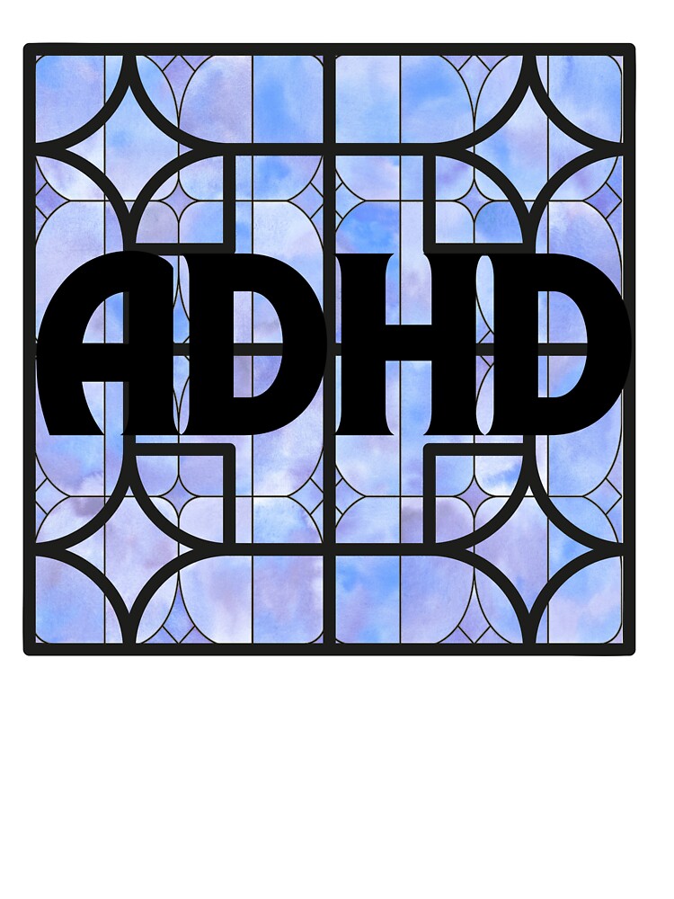 ADHD Stained Glass Typography – Blue Abstract Neurodivergent Art by plutobleuu T-Shirts, Hoodie, Sweatshirt (Image 3)