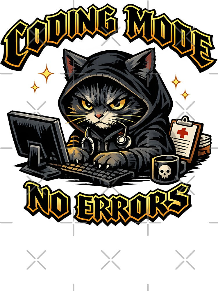 Coding Mode No Errors – Medical Coder Cat Healthcare Tech Art by ClinicalHubs T-Shirts, Hoodie, Sweatshirt (Image 3)