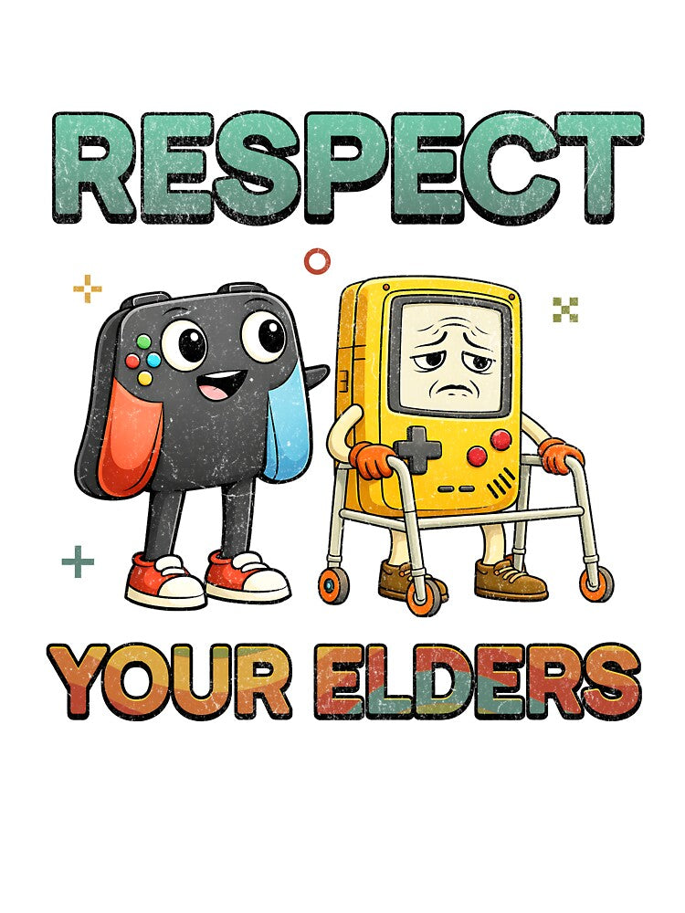 Respect Your Elders Gaming Control Retro – Retro Console Generations Illustration Design by s.waniel1 T-Shirts,... (Image 3)