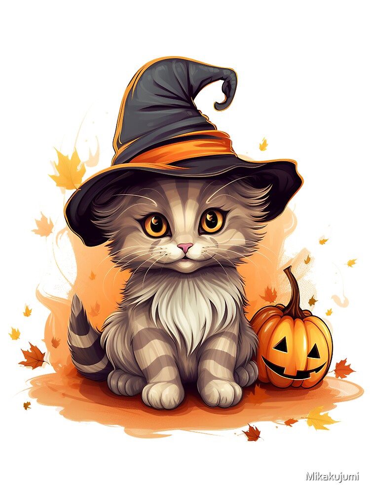 Halloween cute cat with a hat by Mikakujumi T-Shirts, Hoodie, Sweatshirt | BlankRebels.com (Image 3)