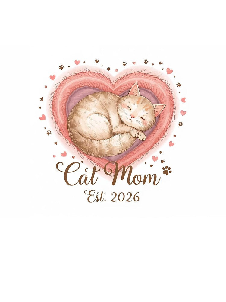 Cat Mom Est. 2026 Cute Heart Cat T-Shirt | Personalized Cat Lover Gift by Falconwolf Hoodie, Sweatshirt (Image 3)
