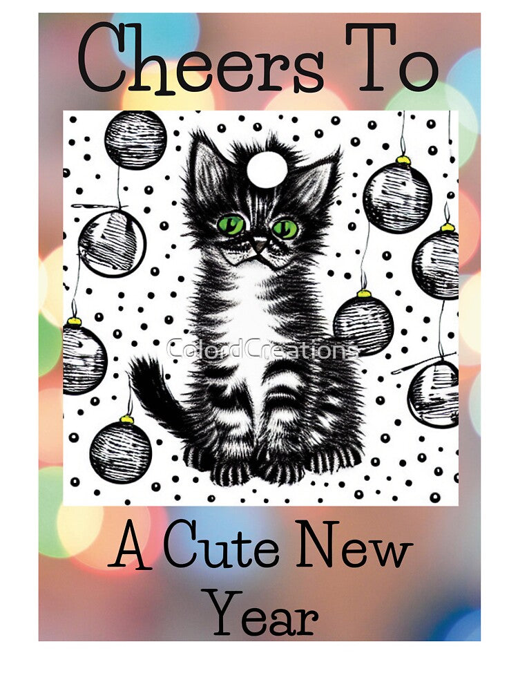 Cheers To A Cute New Year-Cute Kitten by ColordCreations T-Shirts, Hoodie, Sweatshirt | BlankRebels.com (Image 3)