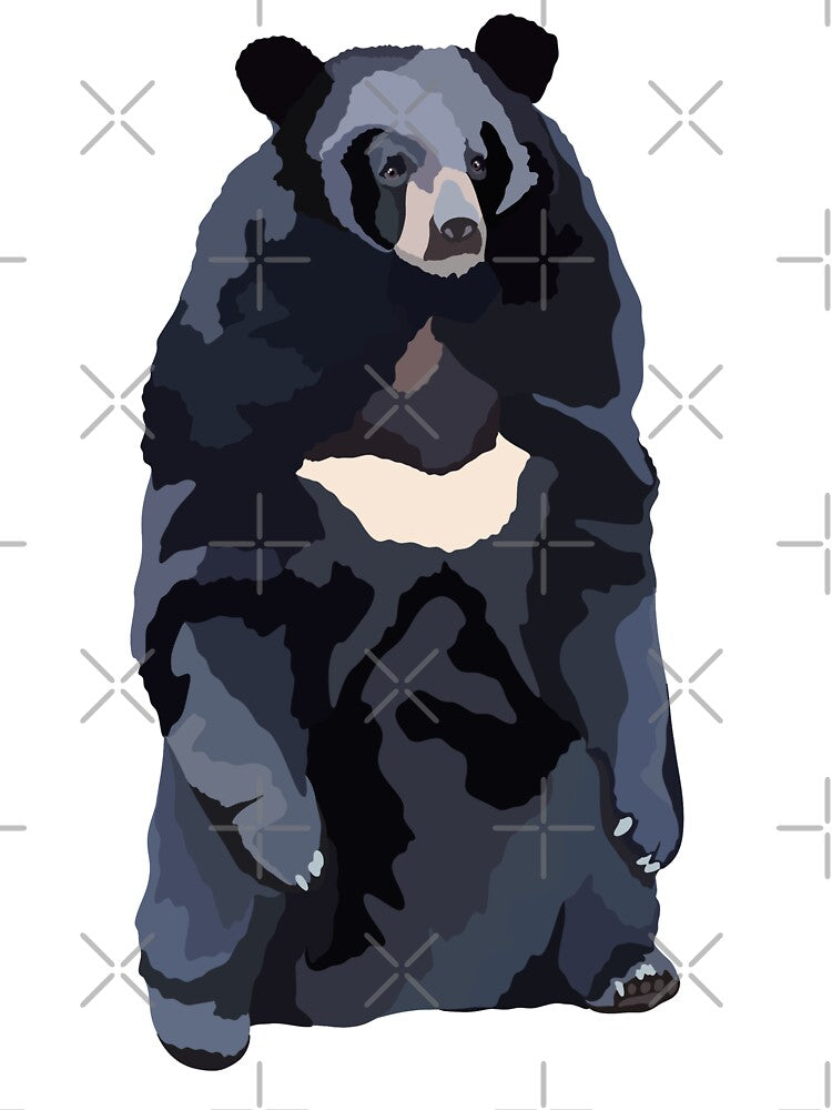 M is For Moon Bear,Moon Bear Artwork – Striking Asiatic Black Bear Illustration and Wildlife Design by PrettylittlepastelUk