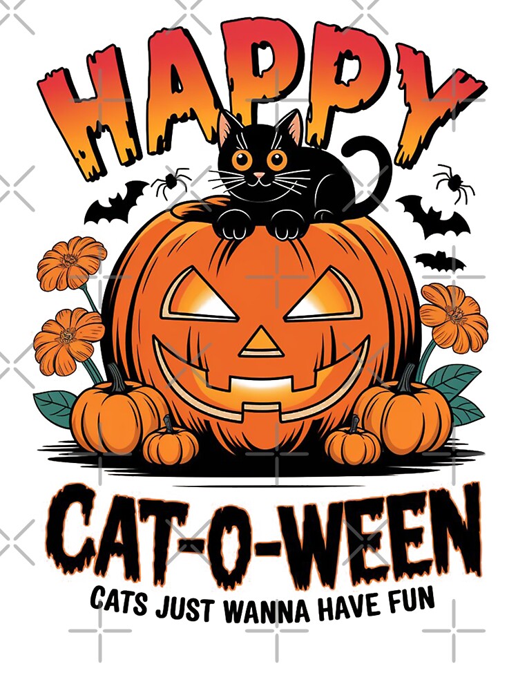 Happy Cat-O-Ween Halloween Black Cat and Pumpkin Design by ArtDesignStory T-Shirts, Hoodie, Sweatshirt (Image 3)