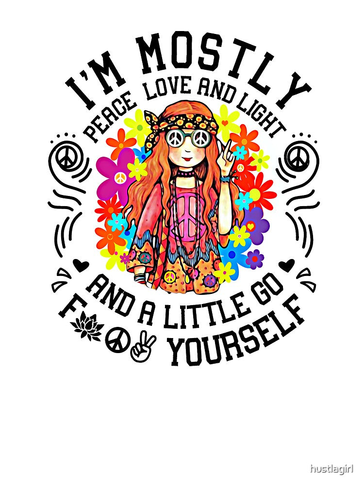 I'm Mostly Peace Love And Light Hippie Gifts- Hippie Shirts- Hippie Decor- Hippie Stickers by hustlagirl... (Image 3)
