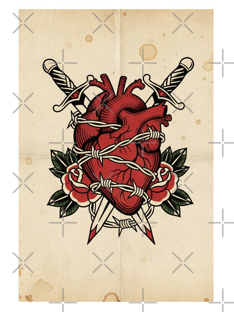 Sacred Heart Dagger Tattoo – Traditional Old School Thorns & Roses Art by MiracleDroplet T-Shirts, Hoodie,... (Image 3)
