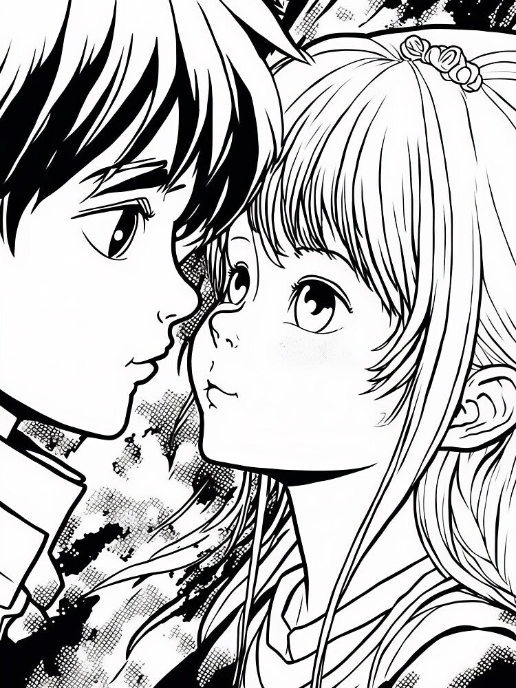 Cute Manga Sweethearts Couple in Black and white by kansaikate T-Shirts, Hoodie, Sweatshirt | BlankRebels.com (Image 3)