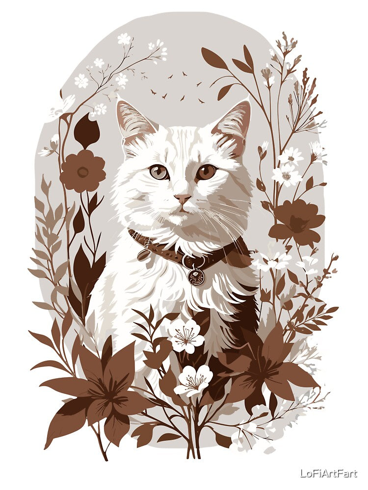 Kitty Cat Floral Botanical Vintage aesthetic Design by LoFiArtFart T-Shirts, Hoodie, Sweatshirt | BlankRebels.com (Image 3)