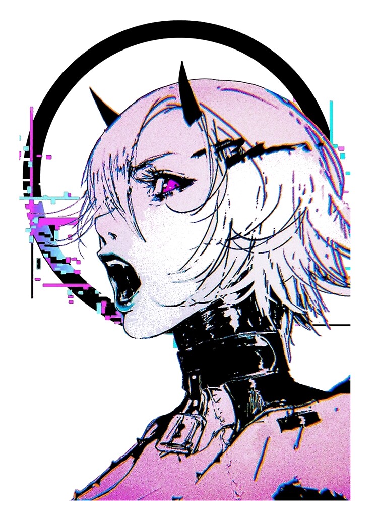 Cyberpunk Glitch Girl Orb Vaporwave anime manga by ANIME MANGA CARTOON ★★★★★ T-Shirts, Hoodie, Sweatshirt (Image 3)