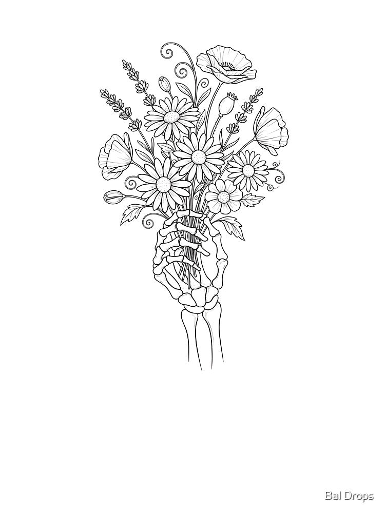 The Skeleton Hand & Wildflowers by Bal Drops T-Shirts, Hoodie, Sweatshirt | BlankRebels.com (Image 3)