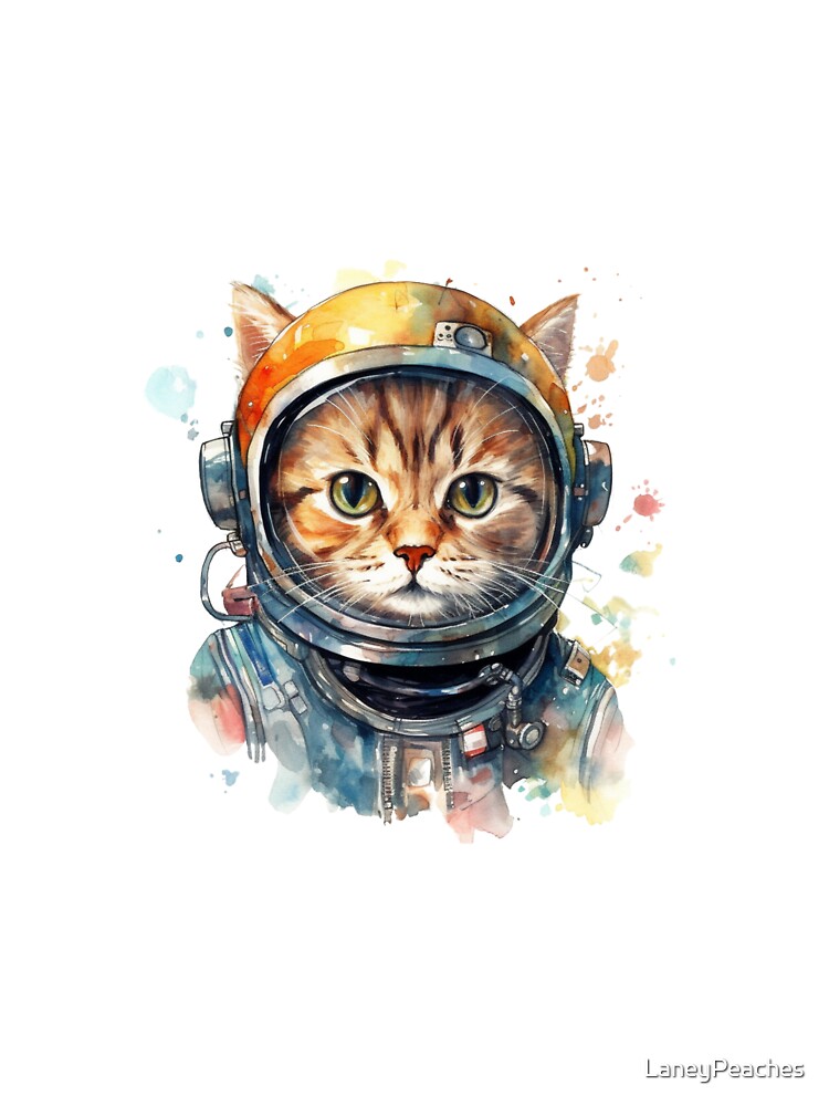 Watercolor Astronaut Cat by LaneyPeaches T-Shirts, Hoodie, Sweatshirt | BlankRebels.com (Image 3)