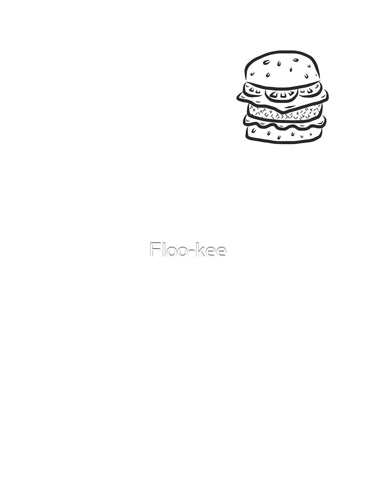 Simple Burger Outline Illustration | Graphic Art (Dark outline on white background) by Floo-kee T-Shirts,... (Image 3)