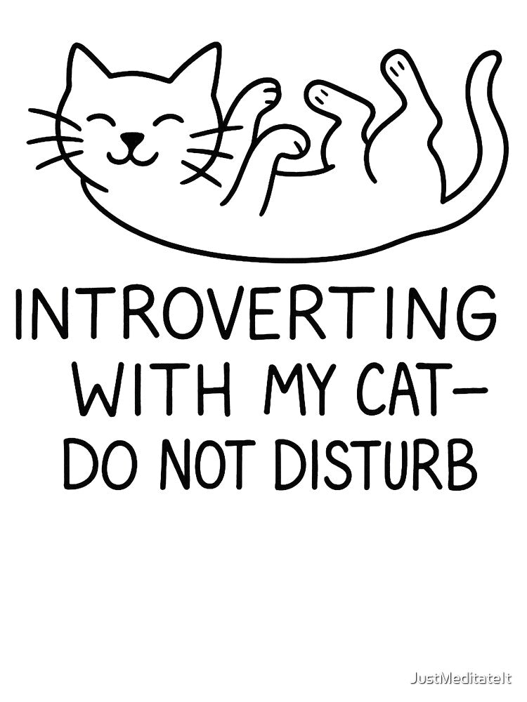 Introverting with My Cat – Do Not Disturb – Comfy T-shirt for Cat Lovers – Aesthetic Hoodie for Introverts by... (Image 3)