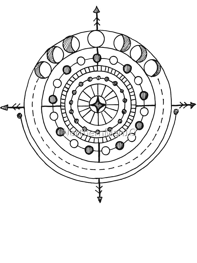 Lunar Compass | Phases of the Moon Cosmic Mandala by NorthernMan10 T-Shirts, Hoodie, Sweatshirt | BlankRebels.com (Image 3)