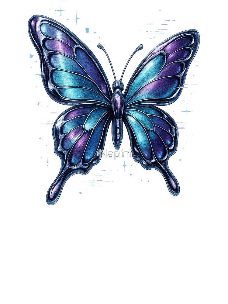 Y2K Chrome Butterfly – Digital Wings by Napini T-Shirts, Hoodie, Sweatshirt | BlankRebels.com (Image 3)