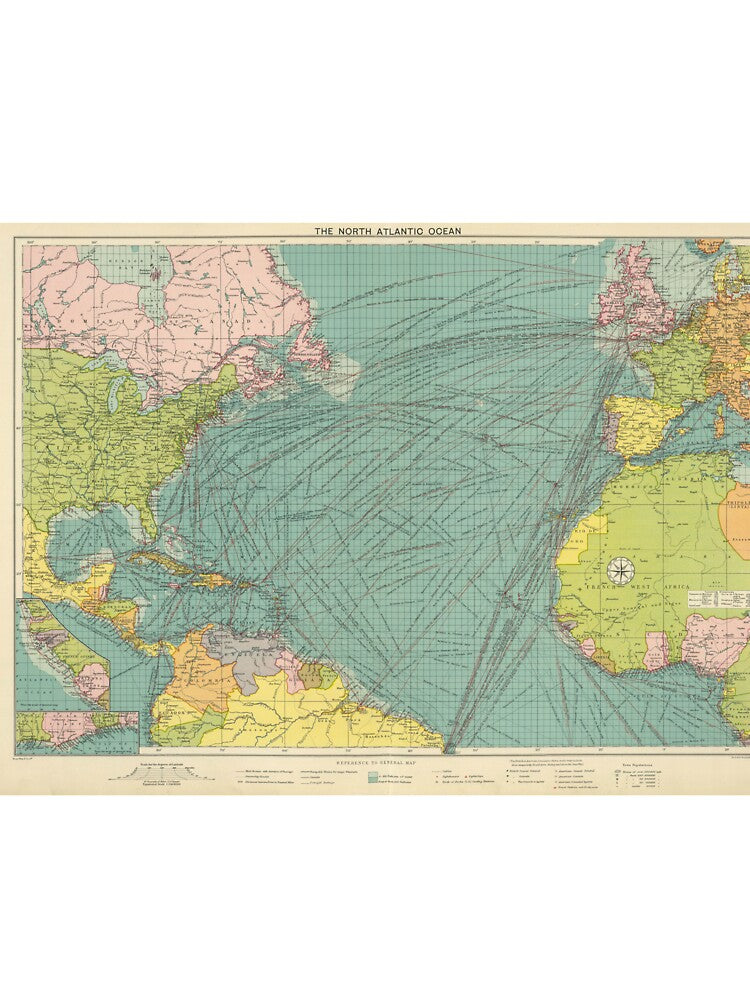 Vintage Atlantic Ocean Navigational Map (1922) by BravuraMedia T-Shirts, Hoodie, Sweatshirt | BlankRebels.com (Image 3)