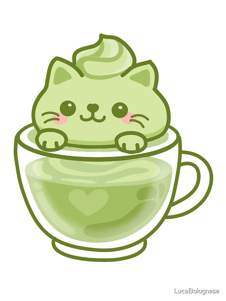 Kawaii Matcha Cat Latte – Cute Green Tea Sticker by LucaBolognese T-Shirts, Hoodie, Sweatshirt | BlankRebels.com (Image 3)