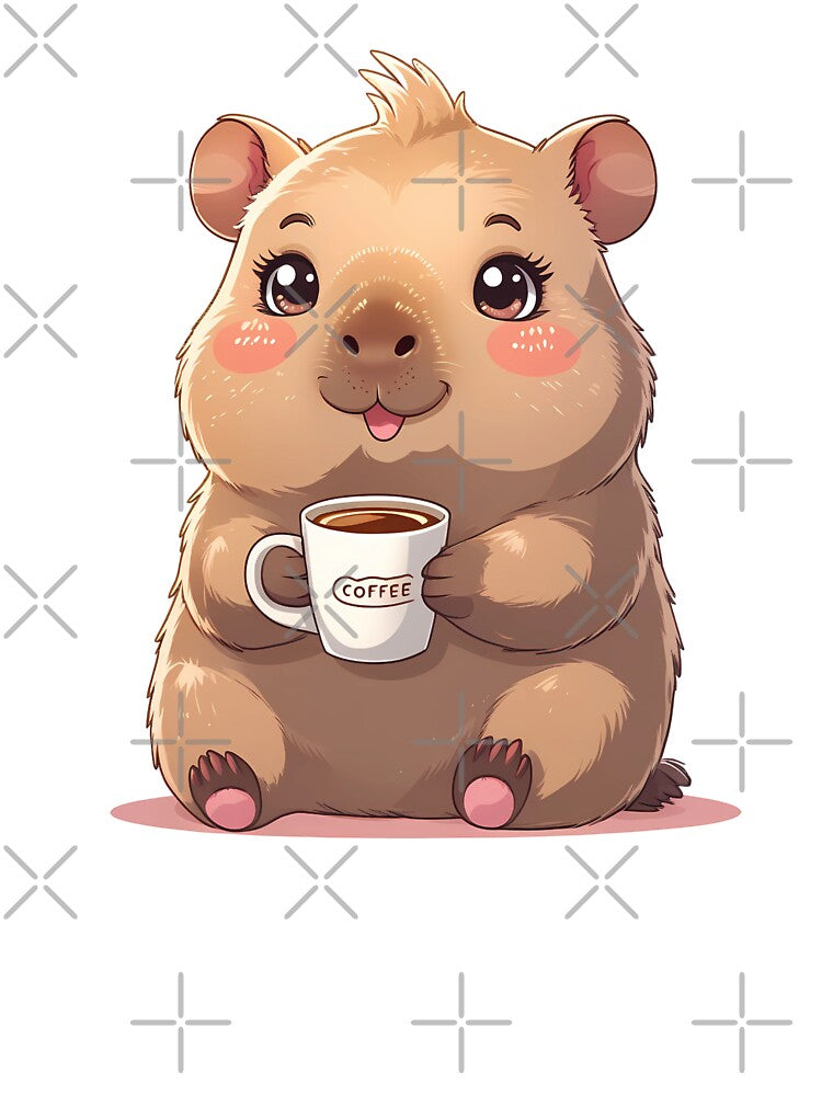 Kawaii Capybara Drinking Coffee by Liv Solara T-Shirts, Hoodie, Sweatshirt | BlankRebels.com (Image 3)
