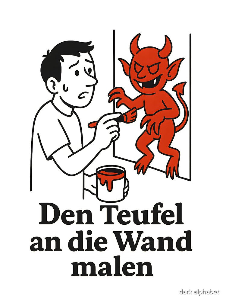 German idiom Den Teufel an die Wand malen To paint the devil on the wall by dark alphabet by dark alphabet... (Image 3)