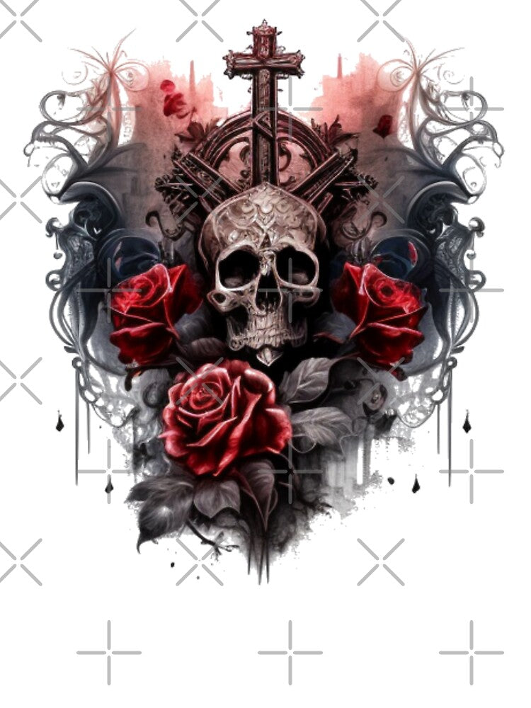 Romantic skull with his cross and his roses by Nickyvb T-Shirts, Hoodie, Sweatshirt | BlankRebels.com (Image 3)